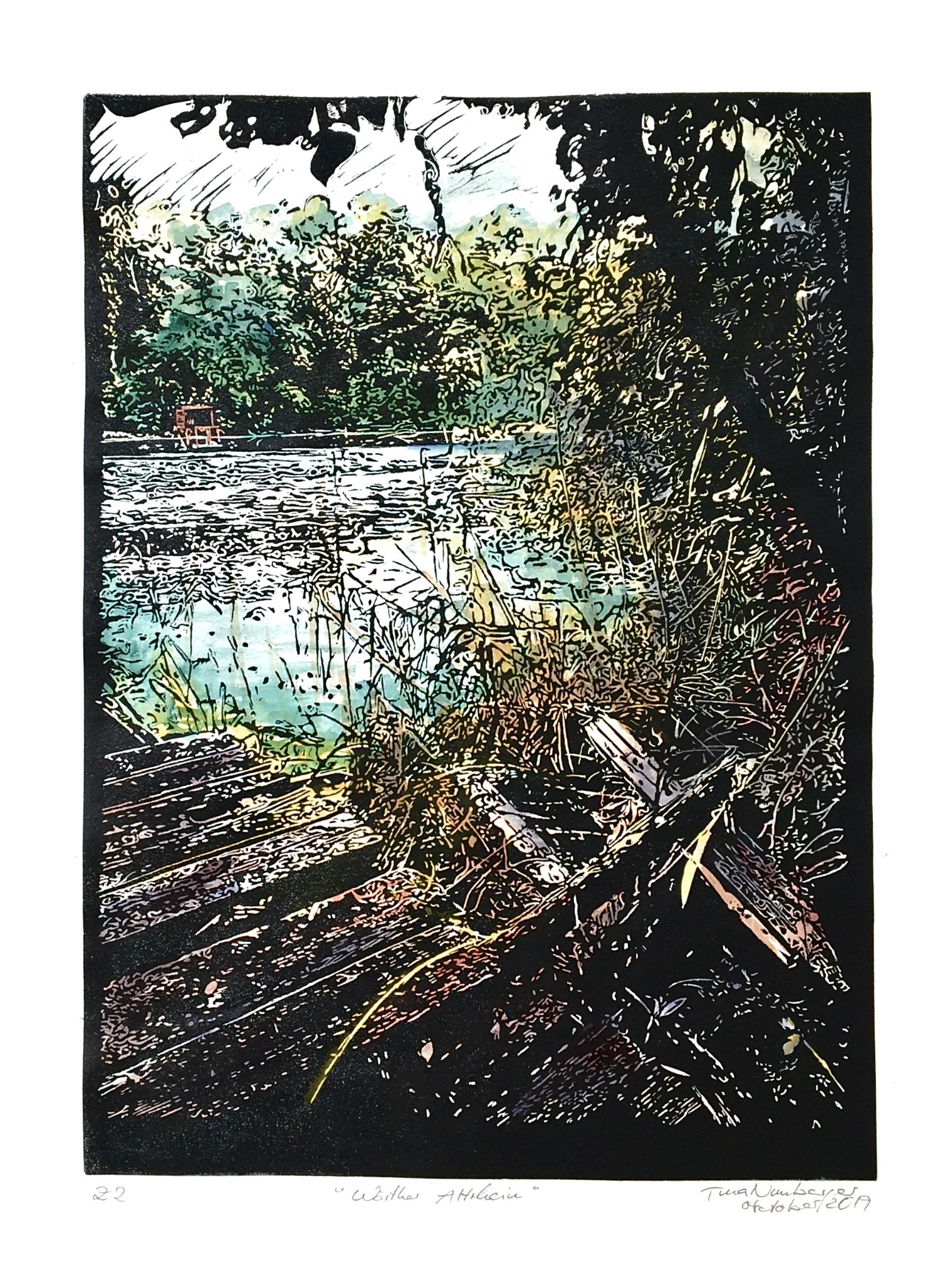 Worther Altrhein Aquarell